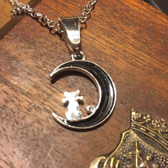 New/handmade: "SILVER CAT ON A SHINY BLACK MOON" - Picture 4 of 4